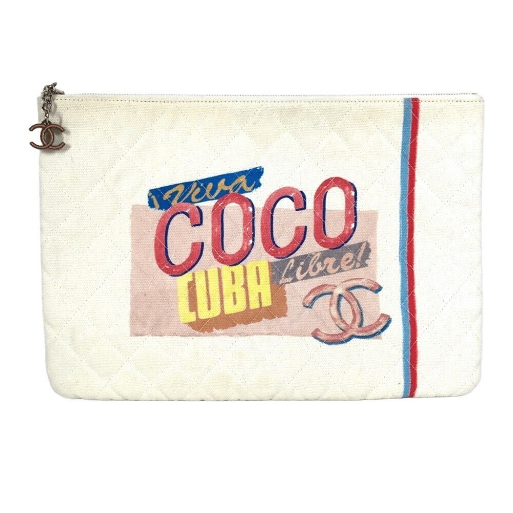 CHANEL Pink Canvas Pouch